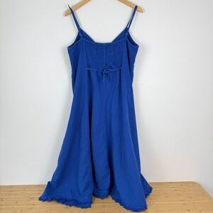 Scully Dress Womens XL Blue Embroidered Frayed Hem Sundress Boho Gypsy Rustic